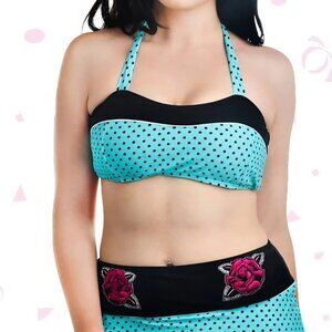 Banjo And Cake Pin-up Bikini Set. Polka Dots and Roses. MEDIUM NWT